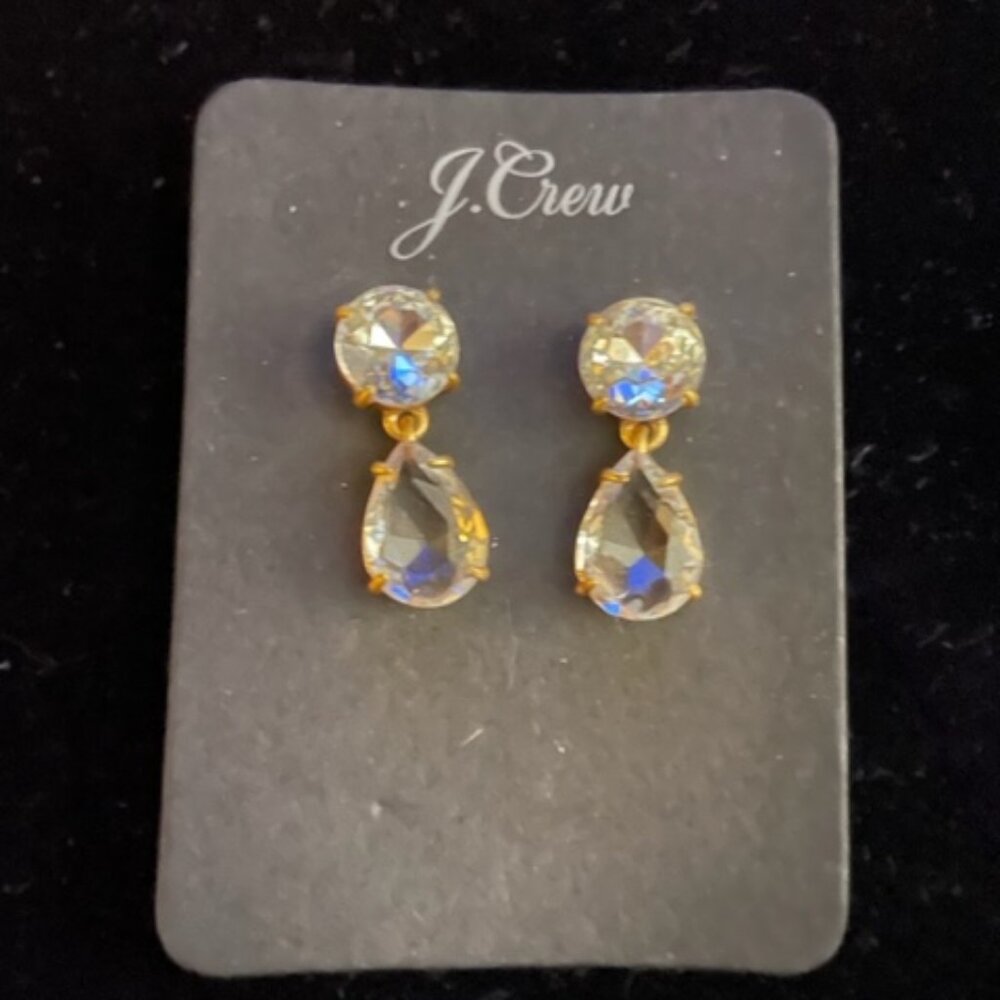 NWT J Crew crystal geometric statement drop earrings
